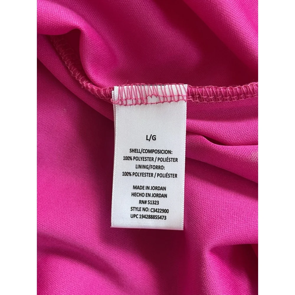 Vince Camuto Hot Pink Tiered Chiffon Mini Dress Sheer Sleeves Ruffle Collar Sz L - Picture 10 of 10